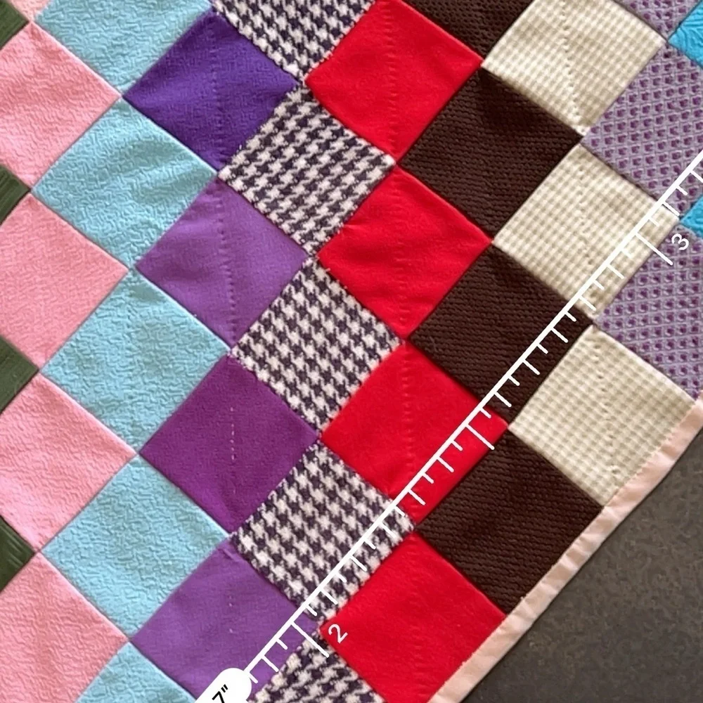 Vtg Quilt Patchwork Handsewn Baby Shabby Cottage Core Cotton Fabric 43”x33”